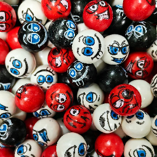 Жевательная резинка 24 мм с шипучкой и принтом "Крейзи"