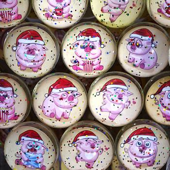 Мячи - прыгуны 45 мм "Новогодняя хрюша"