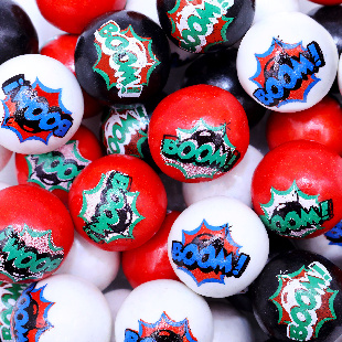 Жевательная резинка 24 мм с шипучкой и принтом "Крейзи Бум"