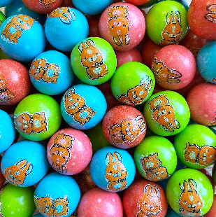 Жевательная резинка 24 мм с принтом "Зайчата"