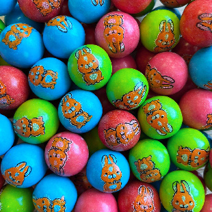 Жевательная резинка 22 мм с принтом "Зайчата" 